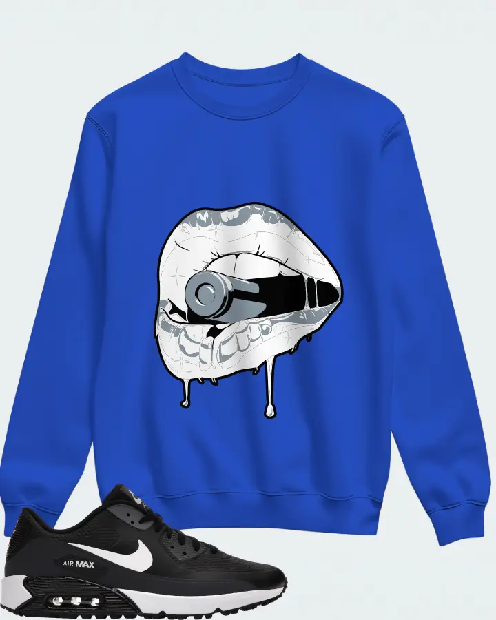 Nike Air Max 90 Golf Sneaker Matching Royal Blue Sweatshirt - Kiss of Death