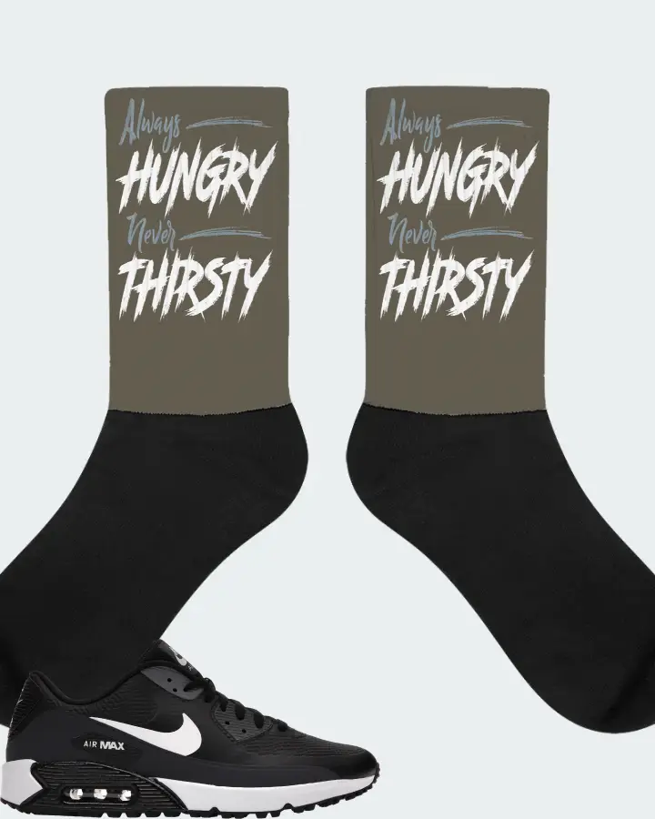 Nike Air Max 90 Golf Sneaker Matching Army Green Socks - Always HUNGRY Never THIRSTY