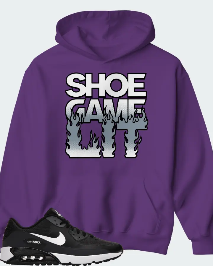 Nike Air Max 90 Golf Sneaker Matching Purple Hoodie - Shoe Game Lit Refreshed