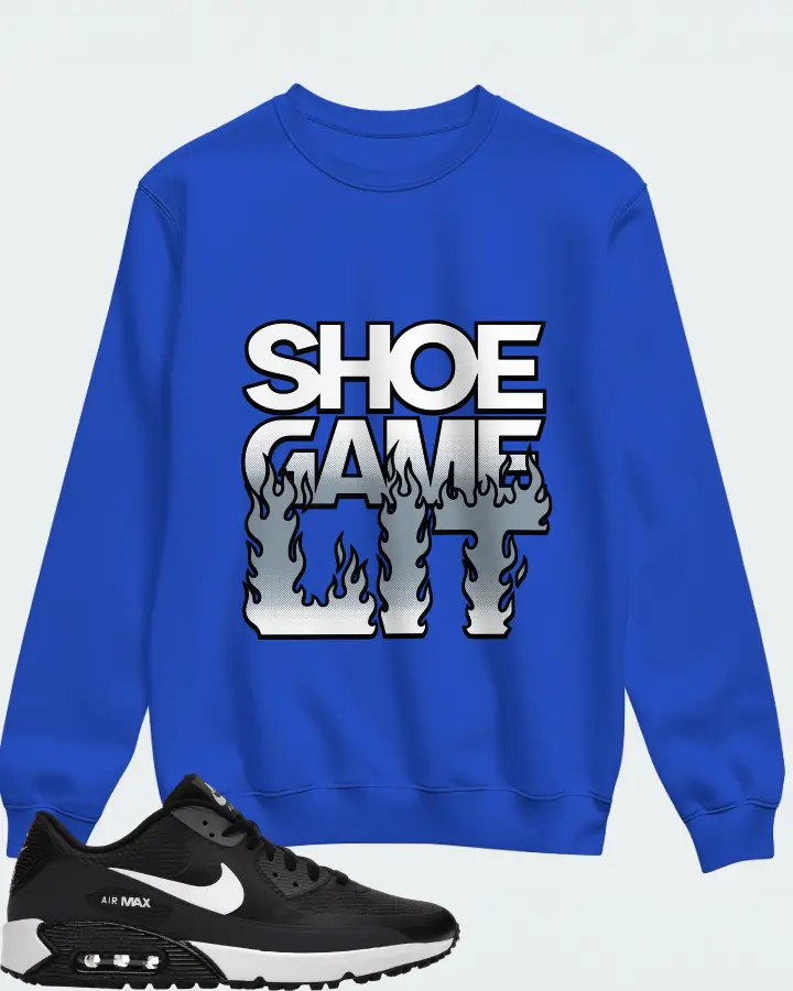 Nike Air Max 90 Golf Sneaker Matching Royal Blue Sweatshirt - Shoe Game Lit Refreshed
