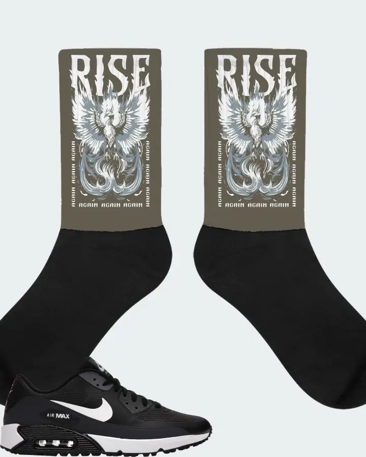 Nike Air Max 90 Golf Sneaker Matching Army Green Socks - RISE