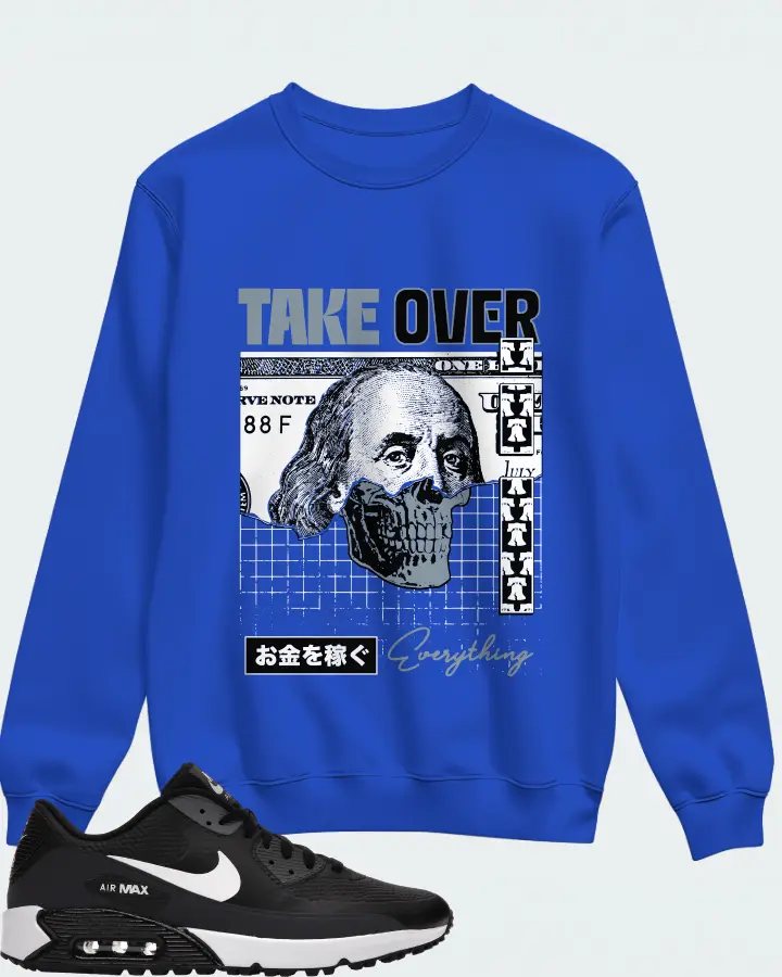 Nike Air Max 90 Golf Sneaker Matching Royal Blue Sweatshirt - Take Over