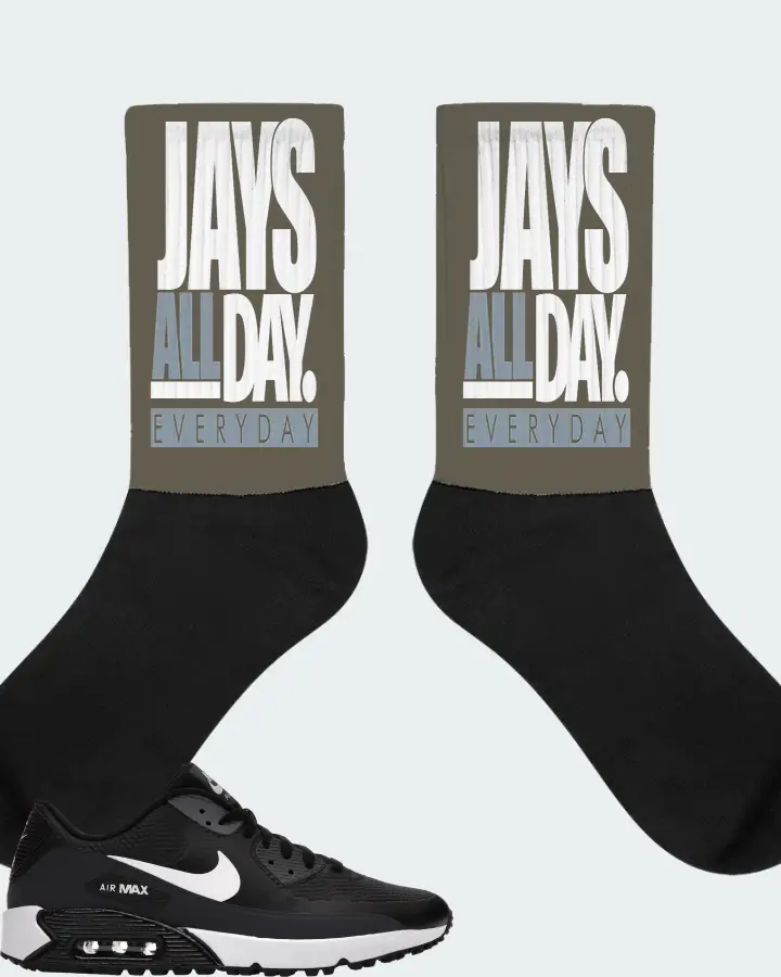 Nike Air Max 90 Golf Sneaker Matching Army Green Socks - Jays All Day