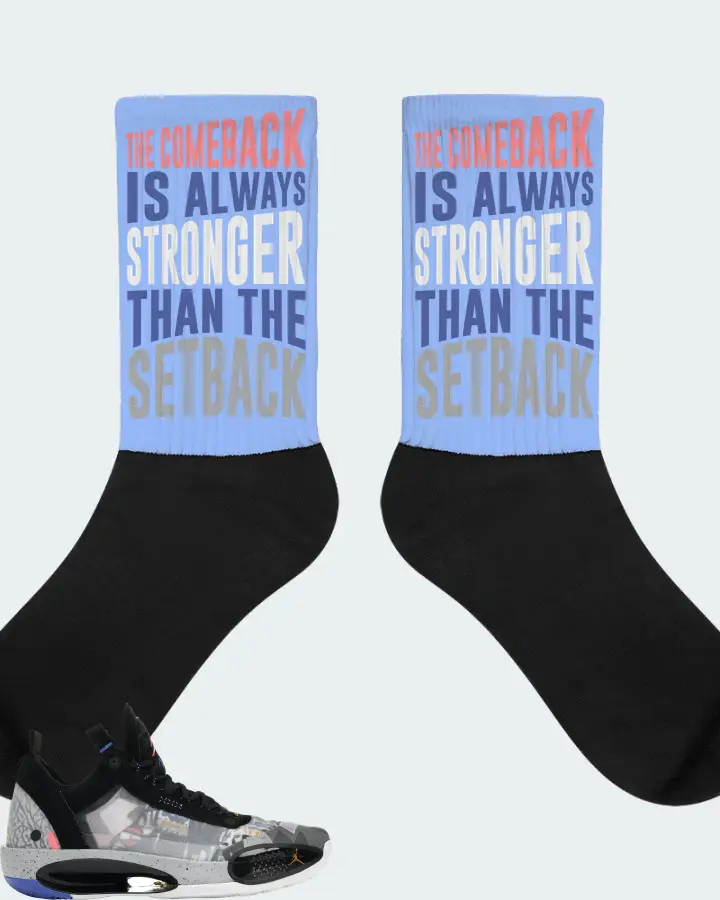 Jordan XXXIV Low Sneaker Matching Carolina Blue Socks - The Comeback