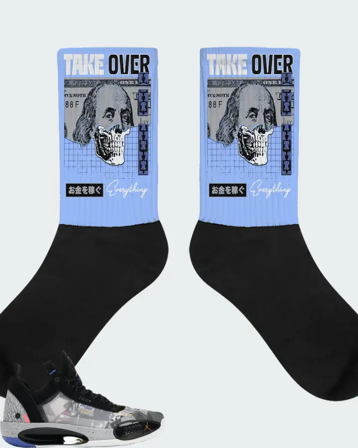Jordan XXXIV Low Sneaker Matching Carolina Blue Socks - Take Over