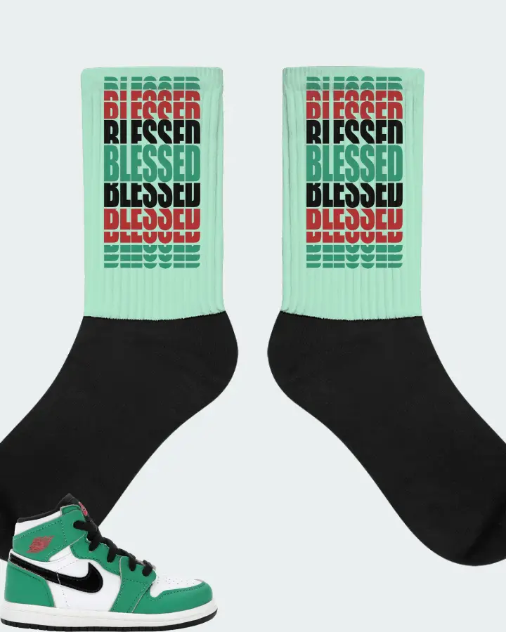 Jordan 1 Retro High Sneaker Matching Mint Socks - BLESSED Many Times