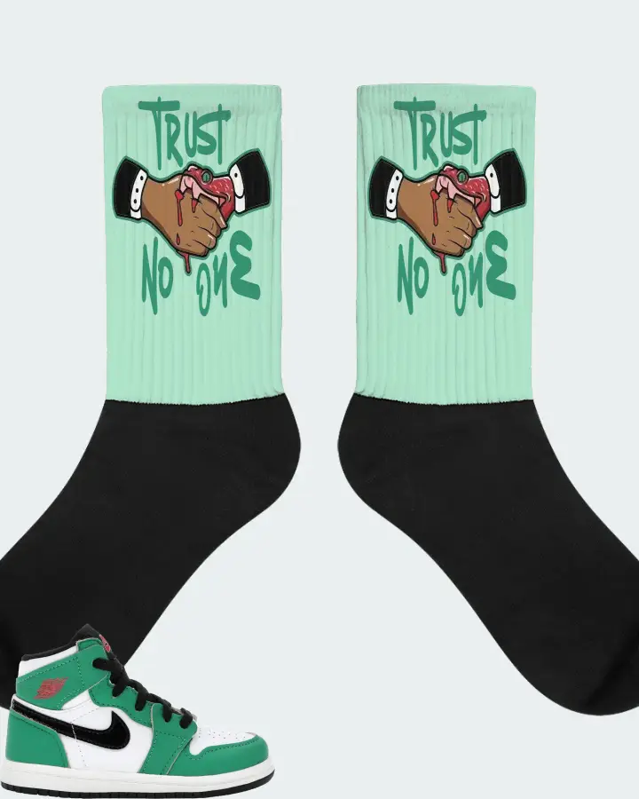 Jordan 1 Retro High Sneaker Matching Mint Socks - Trust No One