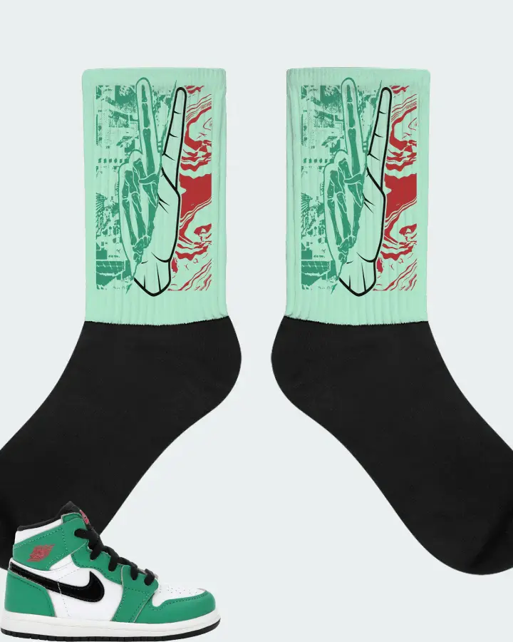 Jordan 1 Retro High Sneaker Matching Mint Socks - Peace of mind