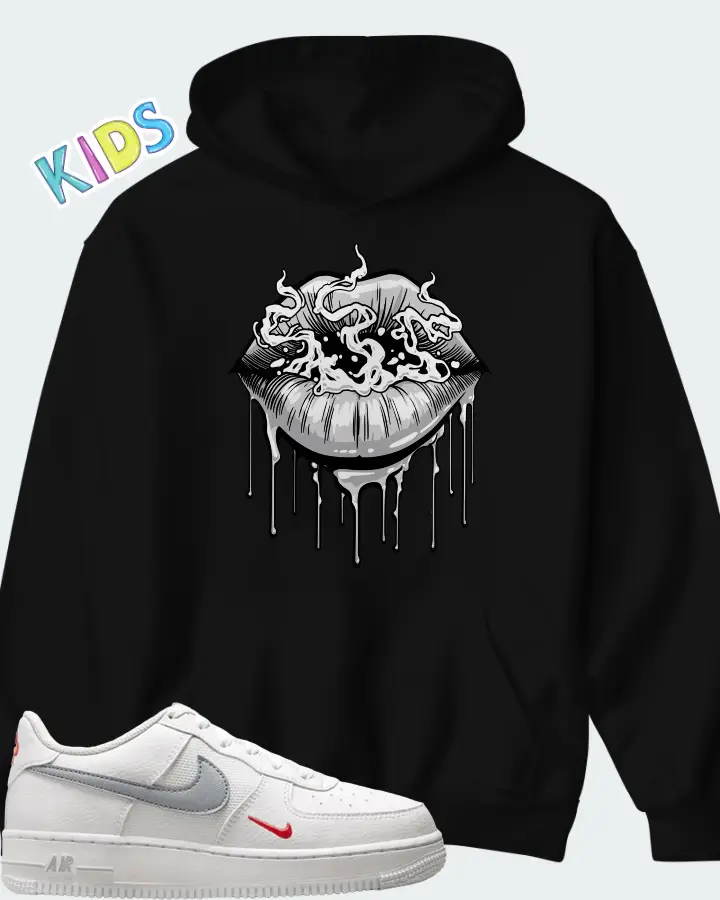 Nike Air Force 1 Low White Red Grey Mini Swoosh Matching Kid's Hoodie