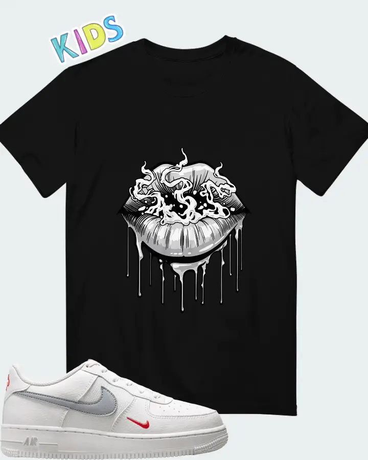 Nike Air Force 1 Low White Red Grey Mini Swoosh Matching Kid's T-Shirt