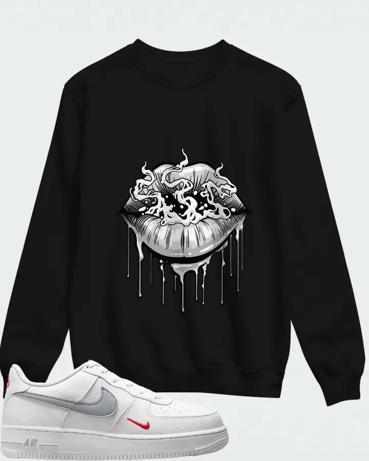 Nike Air Force 1 Low White Red Grey Mini Swoosh Matching Sweatshirt