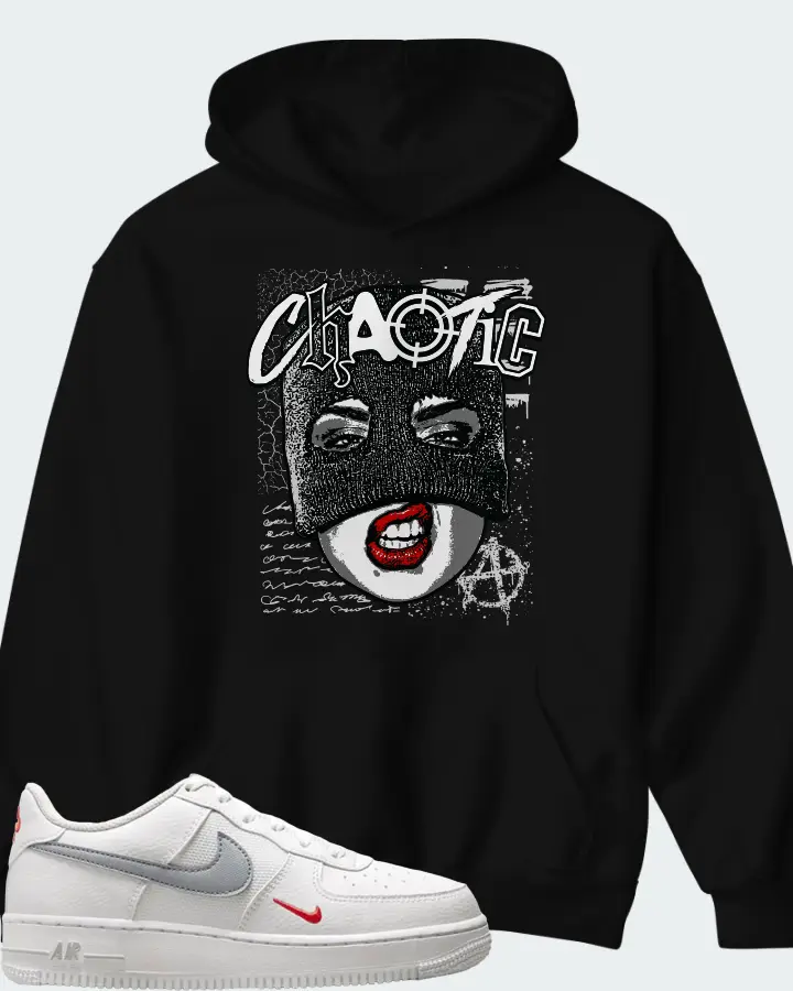 Nike Air Force 1 Low White Red Grey Mini Swoosh Matching Hoodie