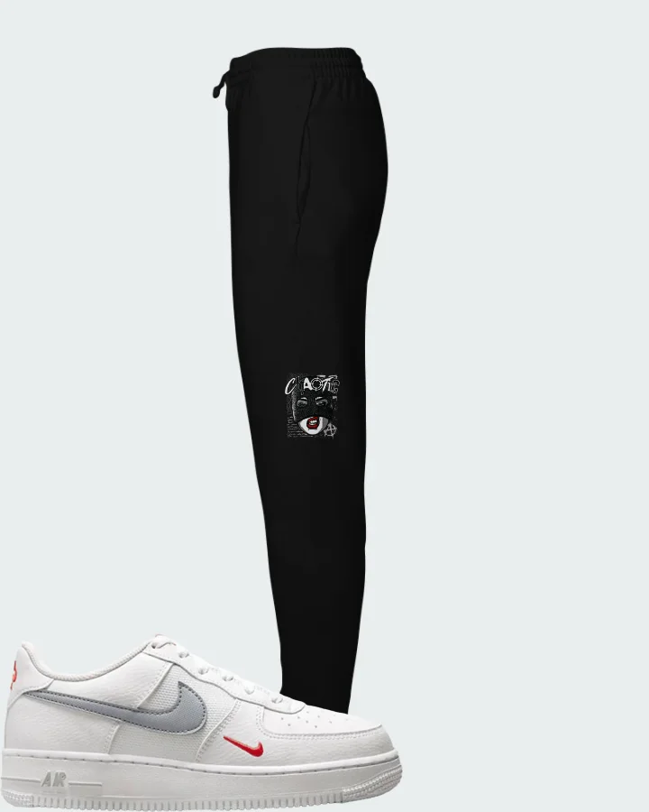 Nike Air Force 1 Low White Red Grey Mini Swoosh Matching Joggers