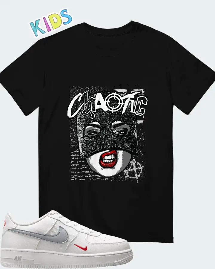 Nike Air Force 1 Low White Red Grey Mini Swoosh Matching Kid's T-Shirt