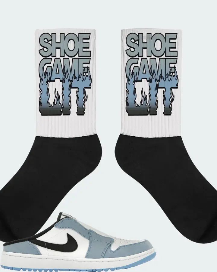 Jordan 1 Mule Golf University Blue Sneaker Matching White Socks - Shoe Game Lit Refreshed