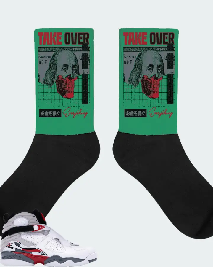 Jordan 8 Retro Sneaker Matching Kelly Green Socks - Take Over
