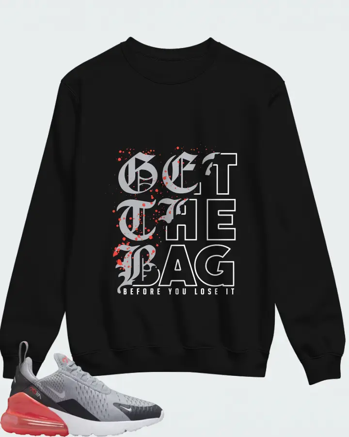 Nike Air Max 270 Wolf Grey Anthracite Bright Crimson White (GS) Matching Sweatshirt