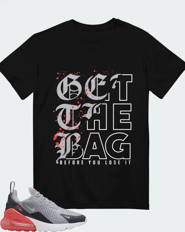 Nike Air Max 270 Wolf Grey Anthracite Bright Crimson White (GS) Matching T-Shirt