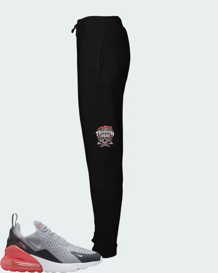 Nike Air Max 270 Wolf Grey Anthracite Bright Crimson White (GS) Matching Joggers