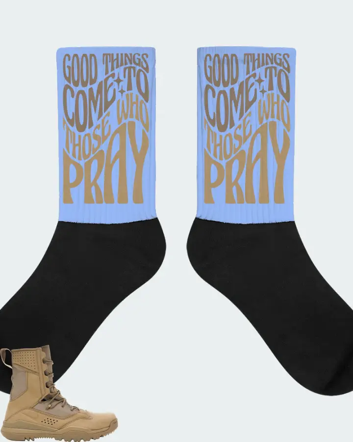 Special Field Boot 8 Inch Sneaker Matching Carolina Blue Socks - Good Things Come To Those Who Pray