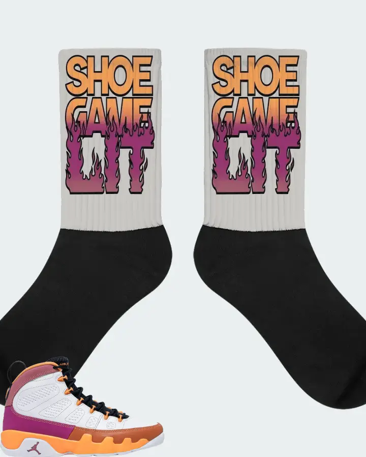 Jordan 9 Retro Sneaker Matching Grey Socks - Shoe Game Lit Refreshed