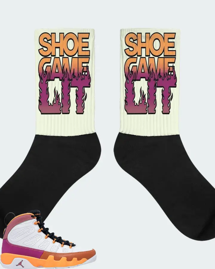 Jordan 9 Retro Sneaker Matching Citron Socks - Shoe Game Lit Refreshed