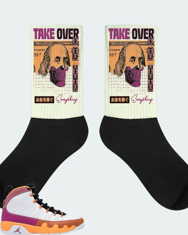 Jordan 9 Retro Sneaker Matching Citron Socks - Take Over