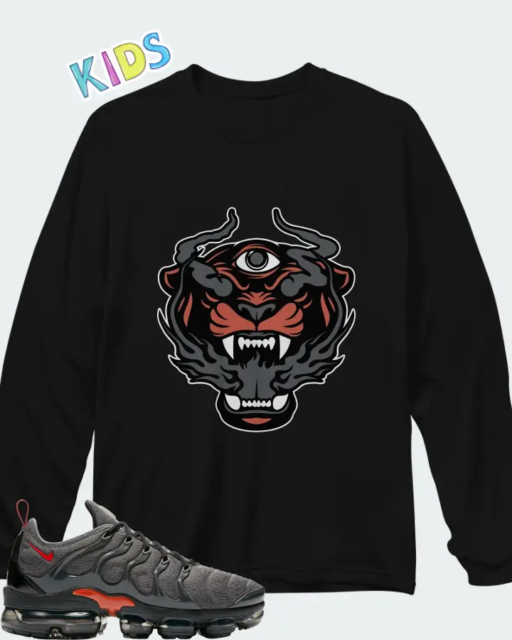 Nike Air VaporMax Plus Cool Grey Team Orange Matching Kid's Long Sleeve T-Shirt