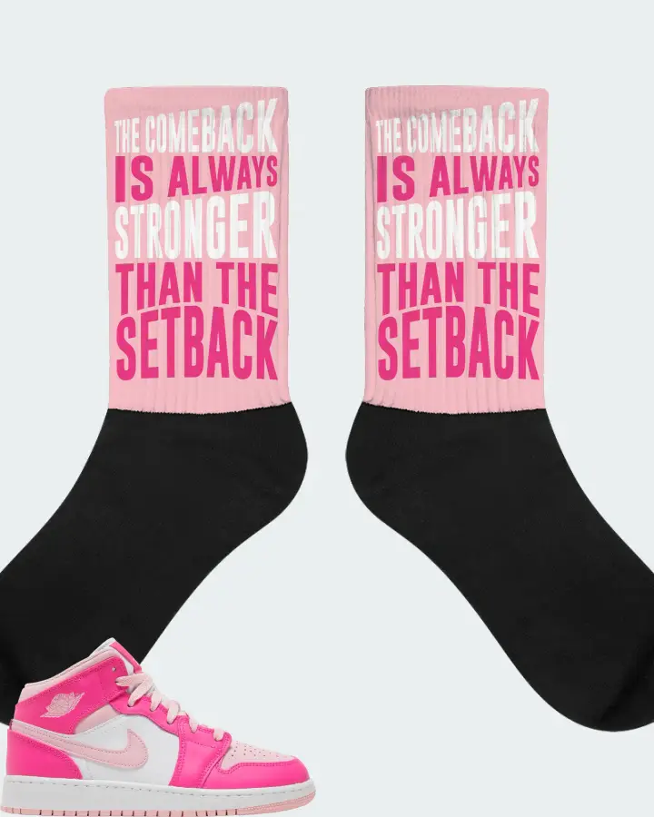 Air Jordan 1 Mid Medium Soft Pink Fierce Pink Sneaker Matching Pink Socks - The Comeback