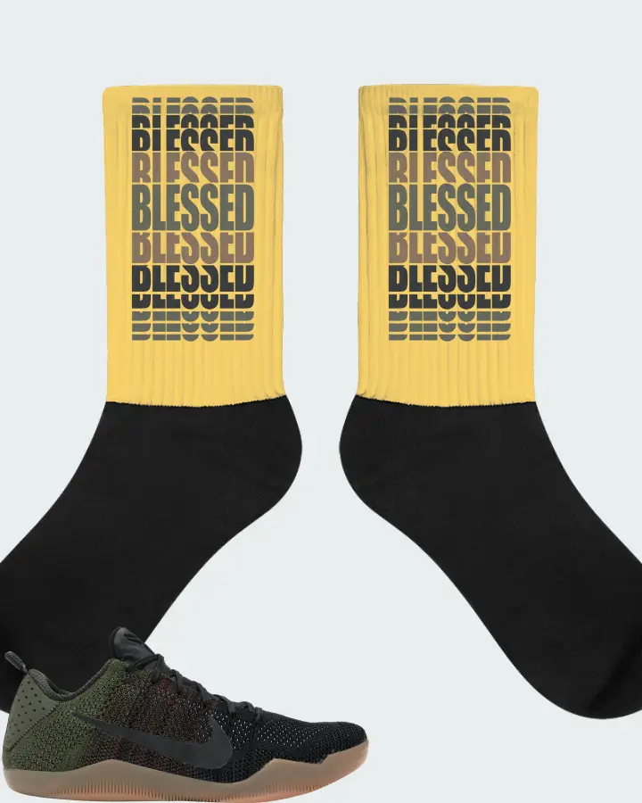 Nike Kobe 11 Elite Low Sneaker Matching Yellow Socks - BLESSED Many Times