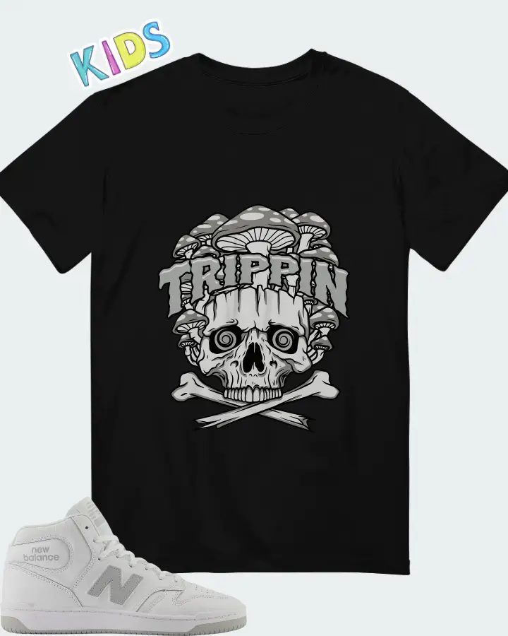 New Balance Numeric 480 High White Grey Matching Kid's T-Shirt