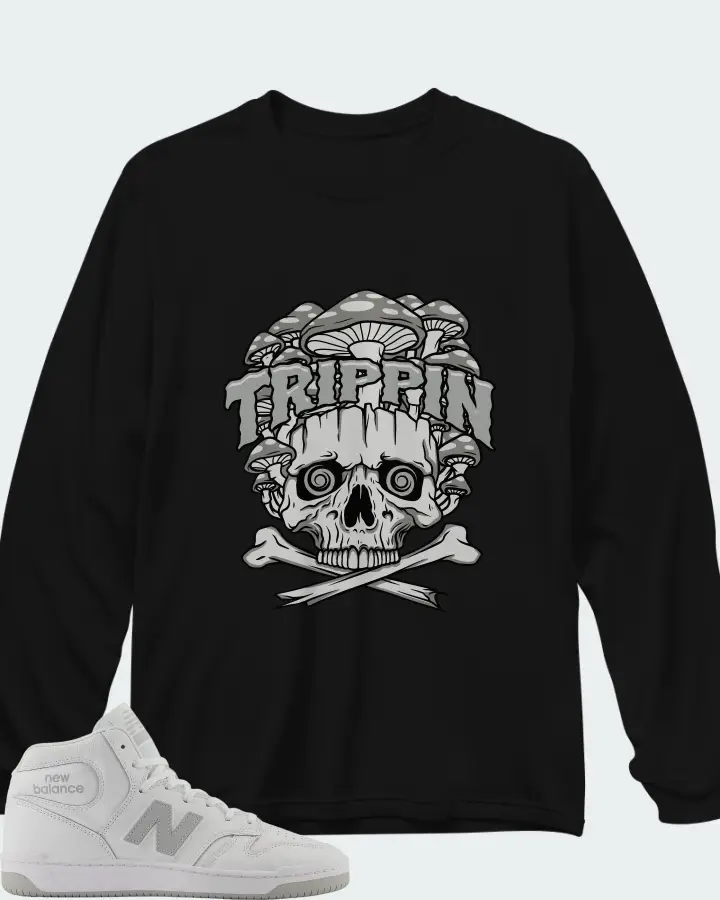 New Balance Numeric 480 High White Grey Matching Long Sleeve T-Shirt