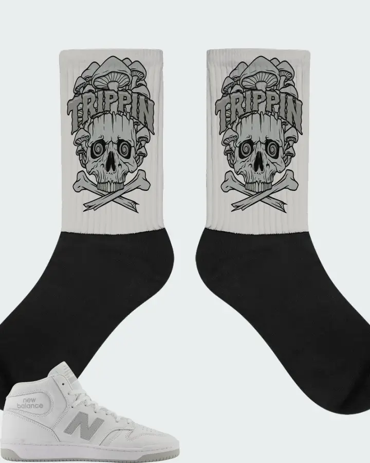 New Balance Numeric 480 High White Grey Matching Socks