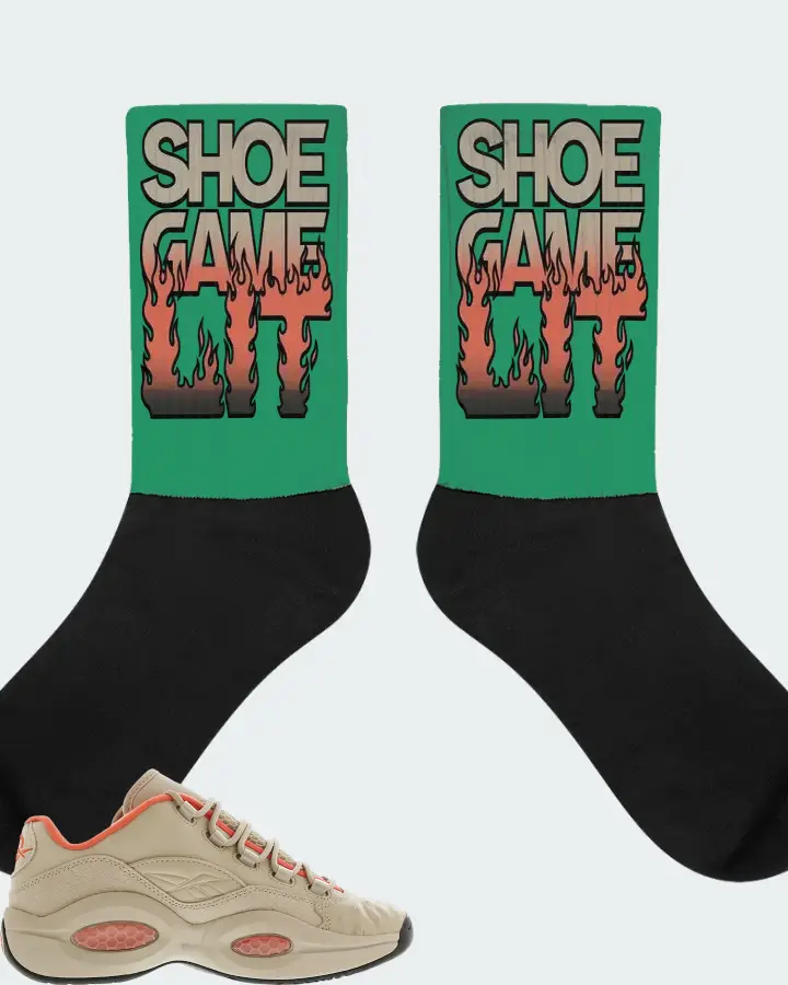 Reebok Question Low Sneaker Matching Kelly Green Socks - Shoe Game Lit Refreshed