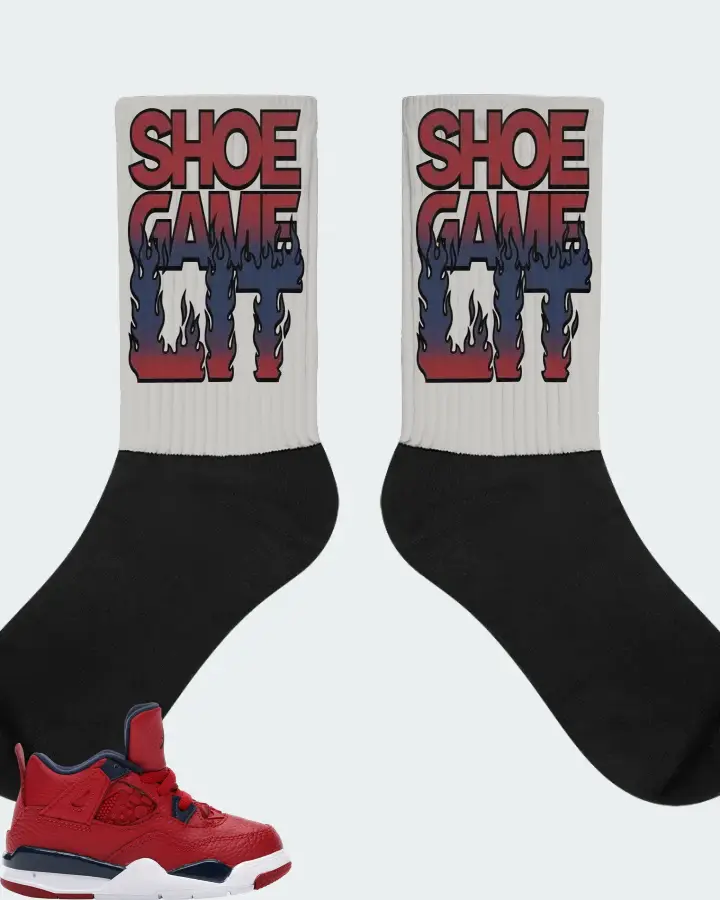 Jordan 4 Retro Sneaker Matching Grey Socks - Shoe Game Lit Refreshed