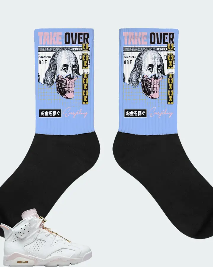 Jordan 6 Retro Sneaker Matching Carolina Blue Socks - Take Over