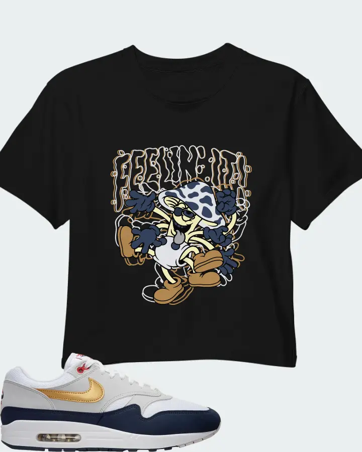 Nike Air Max 1 White Obsidian Smoke Grey Metallic Gold Matching Crop Top