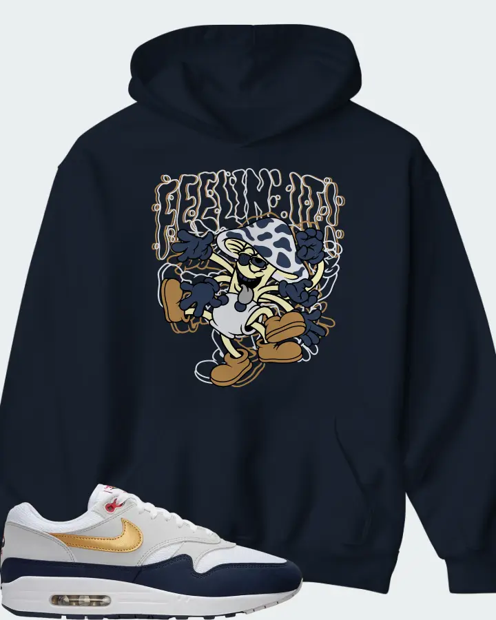 Nike Air Max 1 White Obsidian Smoke Grey Metallic Gold Matching Hoodie