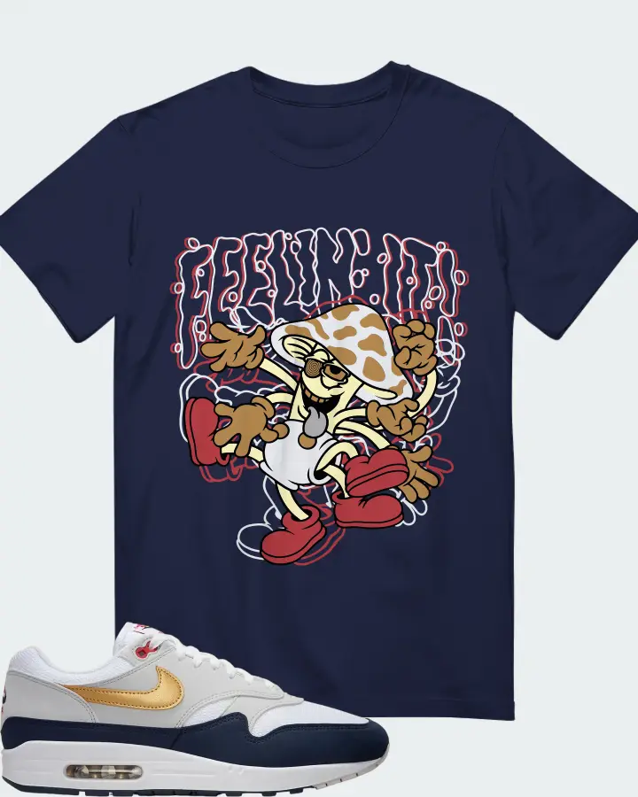 Nike Air Max 1 White Obsidian Smoke Grey Metallic Gold Matching T-Shirt
