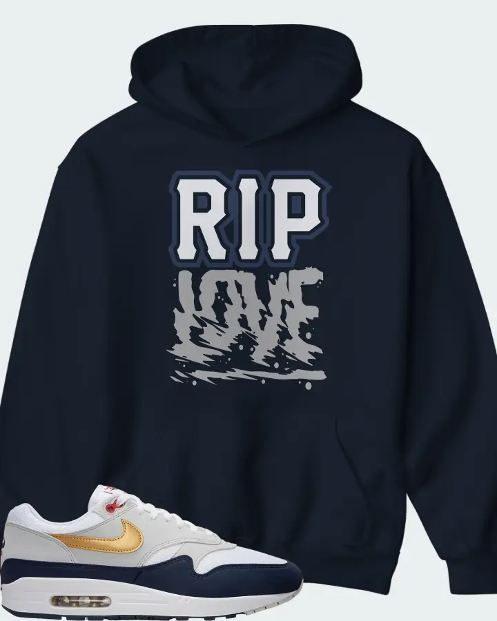 Nike Air Max 1 White Obsidian Smoke Grey Metallic Gold Matching Hoodie