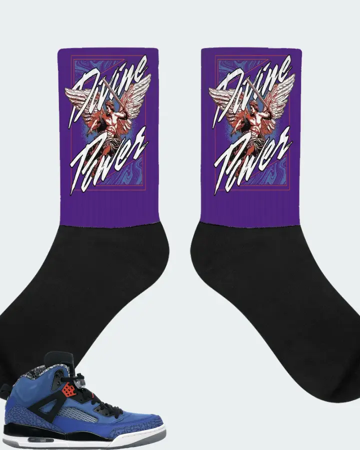 Jordan Spizike Sneaker Matching Purple Socks (Divine Power) - View 1