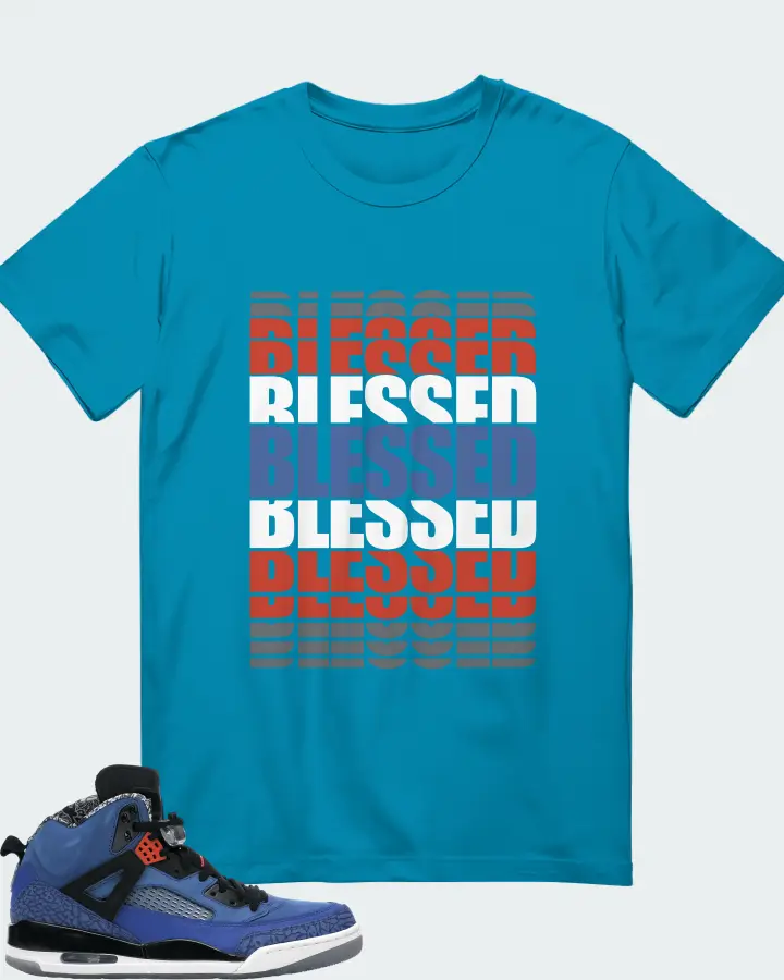 Jordan Spizike Sneaker Matching Aqua T-Shirt - BLESSED Many Times