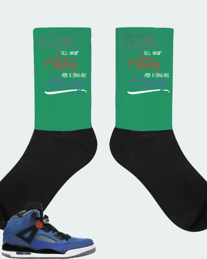 Jordan Spizike Sneaker Matching Kelly Green Socks - HUSTLE TILL YOUR HATERS ASK