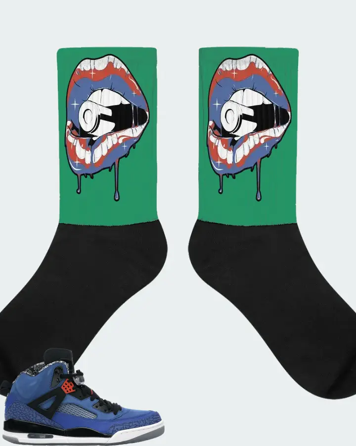 Jordan Spizike Sneaker Matching Kelly Green Socks - Kiss of Death