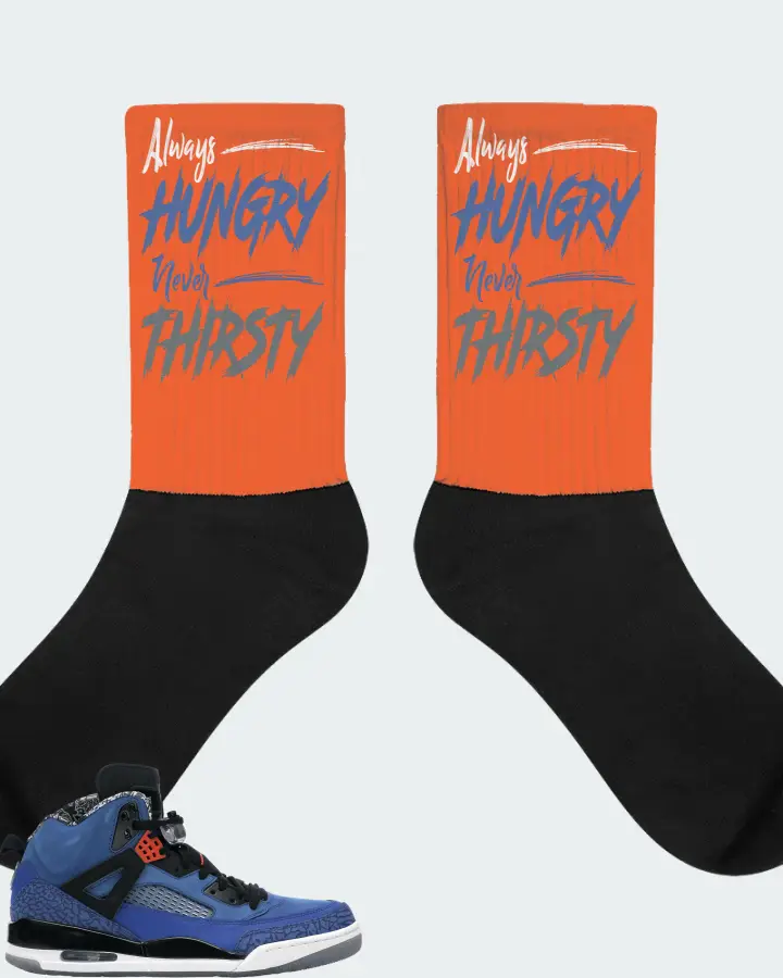 Jordan Spizike Sneaker Matching Orange Socks - Always HUNGRY Never THIRSTY