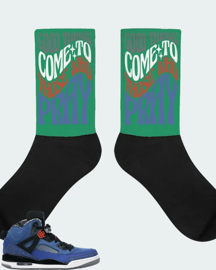 Jordan Spizike Sneaker Matching Kelly Green Socks - Good Things Come To Those Who Pray