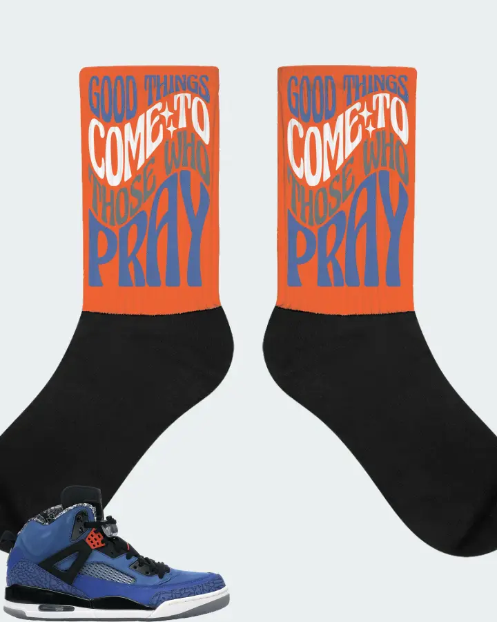 Jordan Spizike Sneaker Matching Orange Socks - Good Things Come To Those Who Pray
