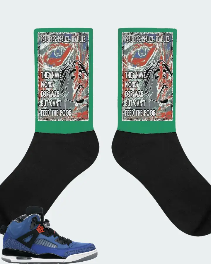 Jordan Spizike Sneaker Matching Kelly Green Socks - TUPAC Real Eyes Realize Real Lies