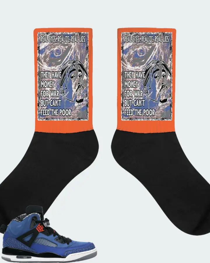 Jordan Spizike Sneaker Matching Orange Socks - TUPAC Real Eyes Realize Real Lies