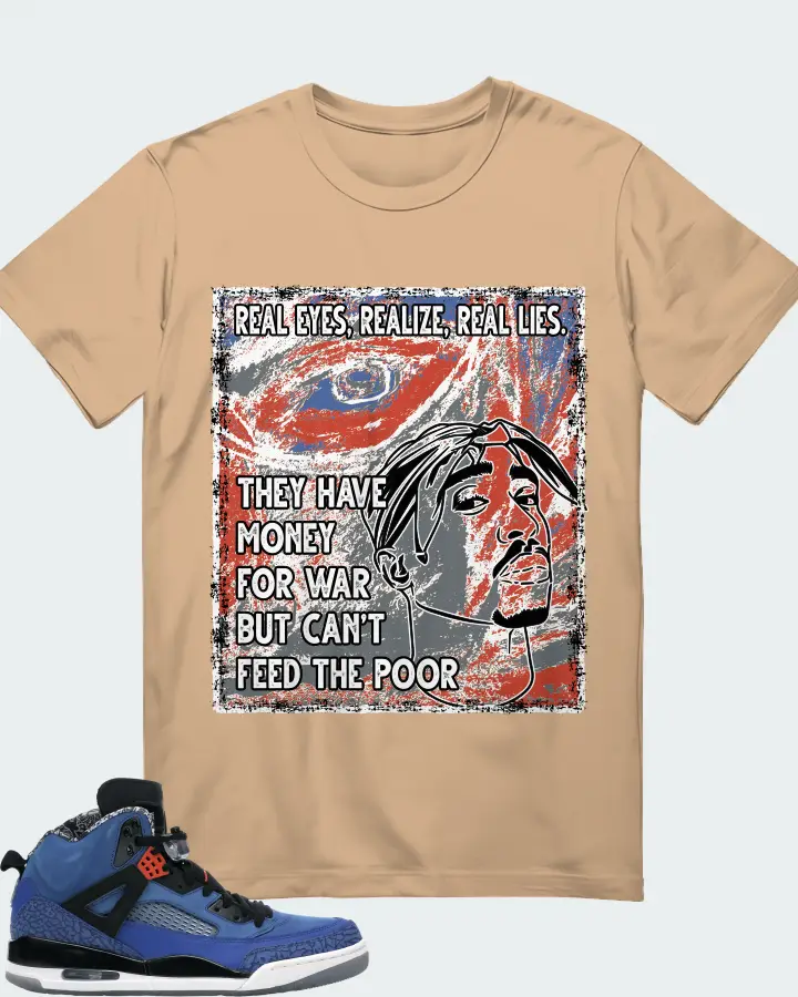 Jordan Spizike Sneaker Matching Tan T-Shirt - TUPAC Real Eyes Realize Real Lies